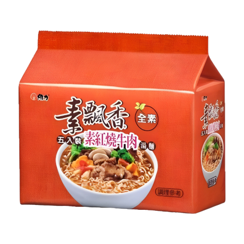舜記-維力素飄香-素紅燒牛肉風味麵(五合一)85g*5入